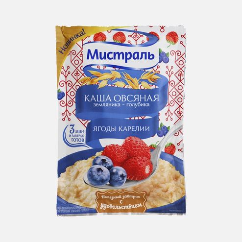 Каша Мистраль овсяная землян-голуб Ягоды Карелии цельнозерн пл/уп 40г
