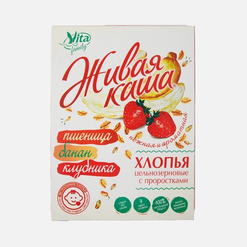 Хлопья Вита Живая каша Пшеница банан/клубника к/к 210г