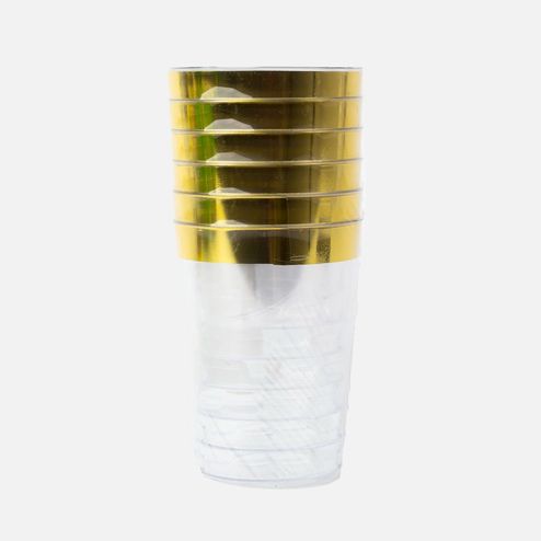 Стакан Косе Белле пластик прозрачн кайма золото 6шт