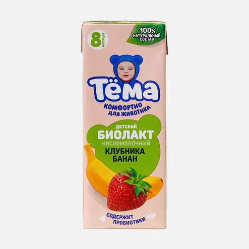 Продукт к/м Тёма Биолакт Клубника/банан с 8мес 3% 206г