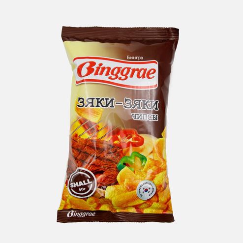 Чипсы Бингрэ Зяки-Зяки с пикантным вкусом жар говядины 50г