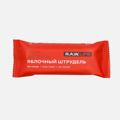Батончик Рав Лайф Яблочный штрудель б/сахара D3 веган 47г