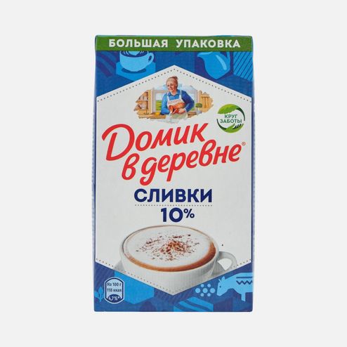 Сливки Домик в деревне питьевые стрелиз 10% т/п 950г