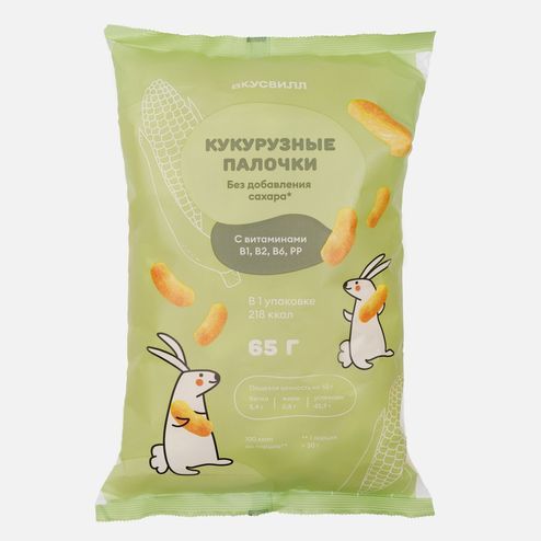 Палочки Вкусвилл кукурузные без сахара с витаминами 65г