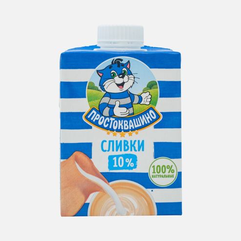 Сливки Простоквашино питьевые ультрапаст 10% т/п 500г