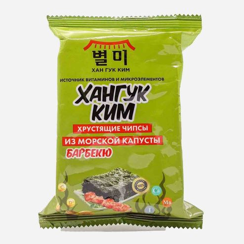 Чипсы Хангук Ким Барбекю хрустящие из морской капусты 5г