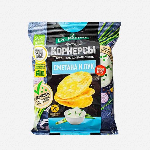 Чипсы Др Корнер Корнерсы кукурузно- рисовые сметана и лук 50г
