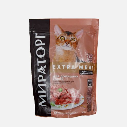 Корм Мираторг Экстра Мит д/домаш кошек от 1года c говядиной 400г