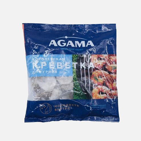Креветки Агама Королевская креветка для гриля очищ с хвостиком с/м 400г