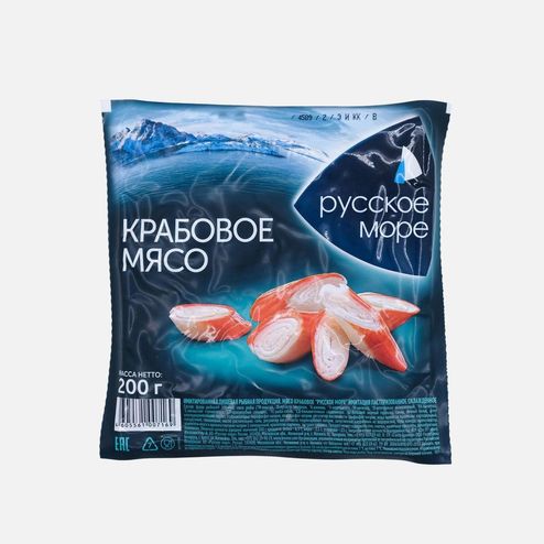 Крабовое мясо Русское море имитир заморож в/у 200г
