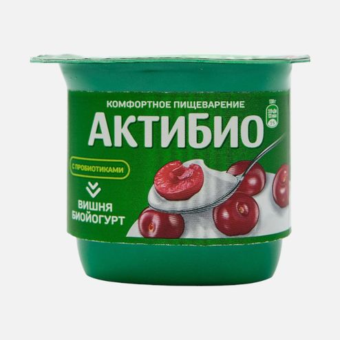 Биойогурт АктиБио Вишня обогащенный 2.9% пл/ст 130г