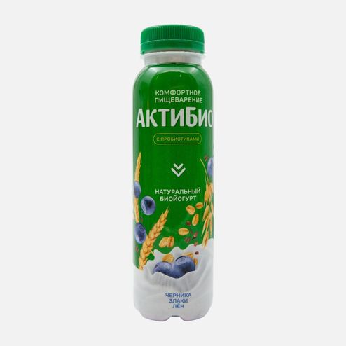 Биойогурт АктиБио Черника/Злаки/Лён обогащенный 1.6% пл/б 260г