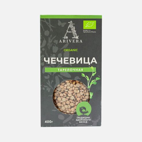 Крупа Аривера Чечевица тарелочная зеленая к/к 400г