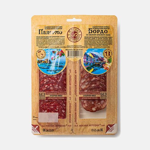 Колбаса Мясная история Палермо/ Бордо с/к нарезка м/а 100г