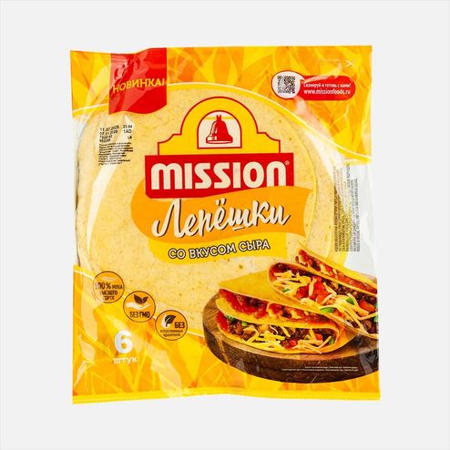 Лепешки Миссион Тортильи пшеничные со вкусом сыра 250г