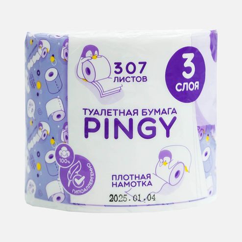 Бумага туалетная Пинги белая 3сл 40м 1рул