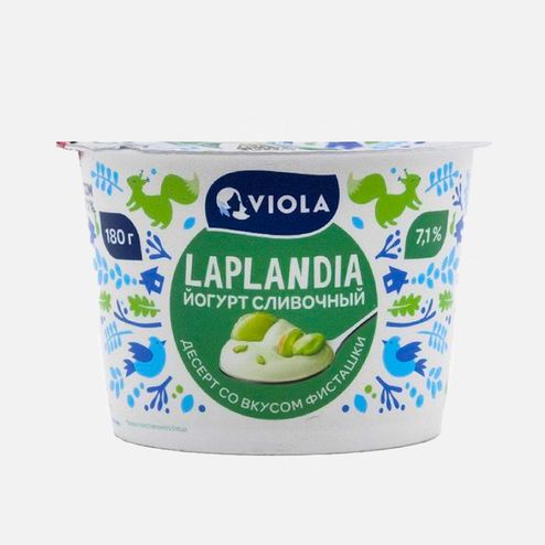 Йогурт Виола Лапландия сливочный Десерт со вкусом фисташки 7.1% 180г