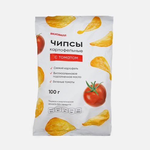 Чипсы Вкусвилл картофельные с томатом 100г