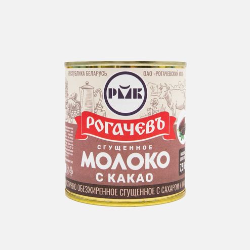 Молоко сгущ Рогачевъ с сахаром и Какао 7.5% ж/б 380г