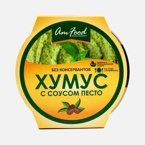 Хумус Полезные продукты Амфуд с соусом песто ст/б 200г