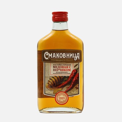 Настойка Смаковница Медовая с перчиком горькая 37% ст/б 0,25л