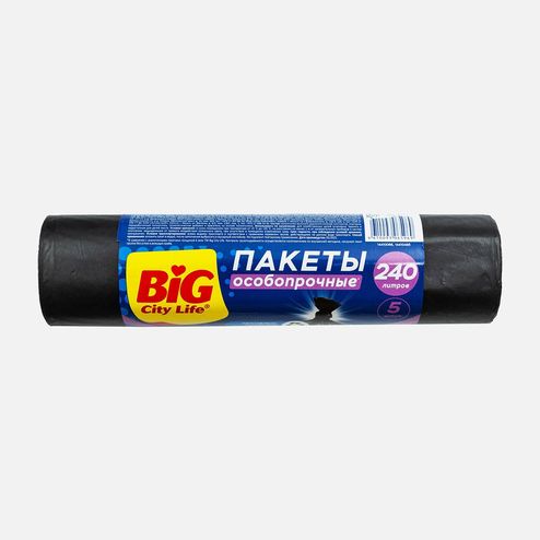 Пакеты д/мусора Биг Сити Лайф Особопрочные LD 90*130см 240л 5шт