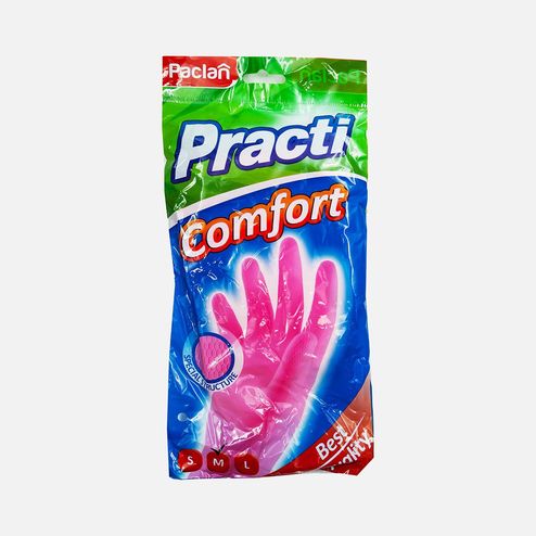 Перчатки Паклан Комфорт M розовые 1 пара резиновые 0,5*14,5*30,5см