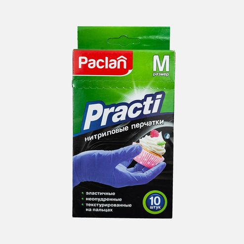 Перчатки Паклан M 10шт нитриловые 2,5*9*17,5см