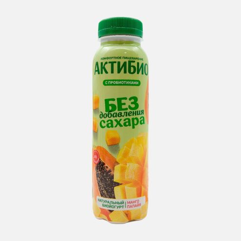 Биойогурт АктиБио Манго-Папайя без лактозы без сахара 1.5% 260г