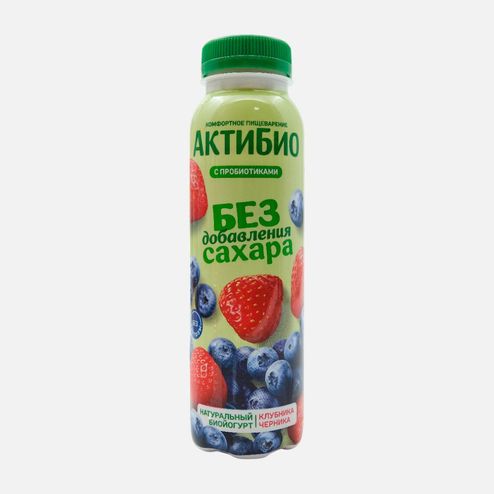 Биойогурт АктиБио Клубника-Черника без лактозы без сахара 1.5% 260г
