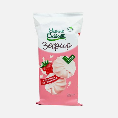 Зефир Умные сладости со вкусом клубники со сливками со стевией 50г