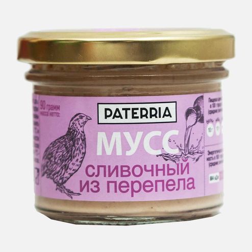 Мусс Патеррия сливочный из перепела ст/б 90г