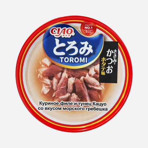 Корм Инаба д/кошек Чао Тороми Кур филе/тунец /гребешок ж/б 80г