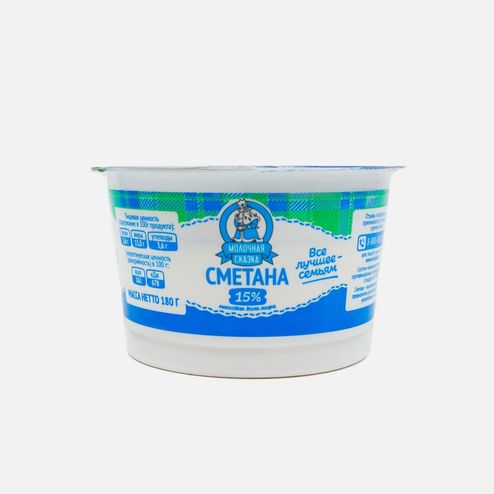 Сметана Молочная сказка 15% пл/ст 180г