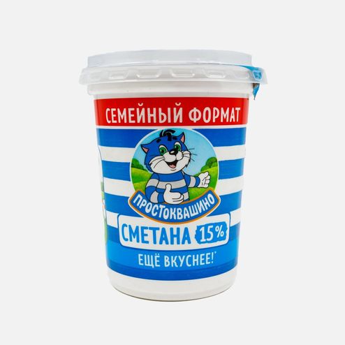 Сметана Простоквашино 15% пл/ст 390г