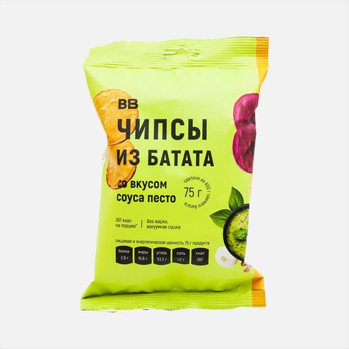 Чипсы ВкусВилл из батата со вкусом соуса песто пл/пак 75г