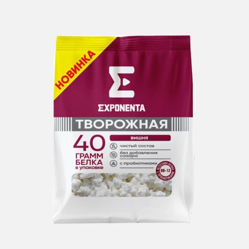 Продукт творож Экспонента Вишня обезжиренный без сахара пл/пак 250г