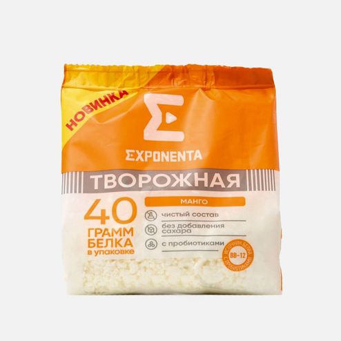 Продукт творож Экспонента Манго обезжиренный без сахара пл/пак 250г