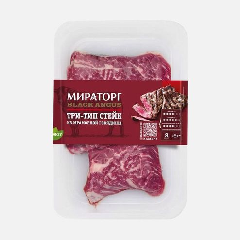 Стейк Мираторг Три-тип из мраморной говядины охл в/у 390г