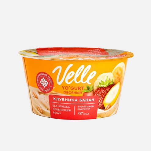 Продукт овсяный Велле Клубника- Банан ферментированный пл/ст 130г