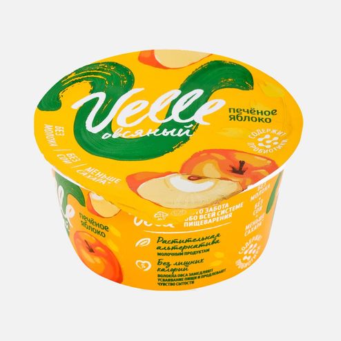 Продукт овсяный Велле Печёное яблоко ферментированный пл/ст 130г