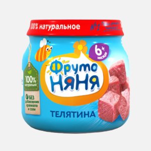 Пюре ФрутоНяня с 6мес из Телятины ст/б 80г