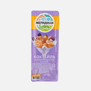 Коктейль Меридиан из морепродуктов в масле пл/уп 200г