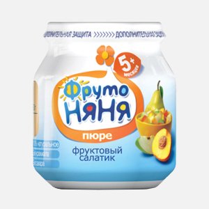 Пюре ФрутоНяня Фруктовый салатик с 5мес ст/б 100г