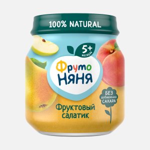 Пюре ФрутоНяня Фруктовый салатик с 5мес ст/б 100г