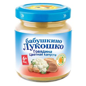 Пюре Бабушкино Лукошко Говядина Цветная капуста с 6мес ст/б 100г