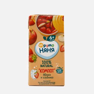 Напиток ФрутоНяня Компот яблочно-клубничный т/п 0,2л