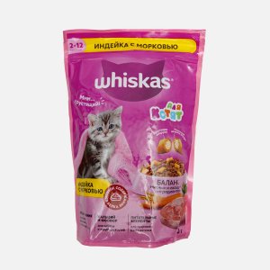 Корм Вискас д/котят Вкусн подушеч с молоком Индейка/Морковь к/к 350г