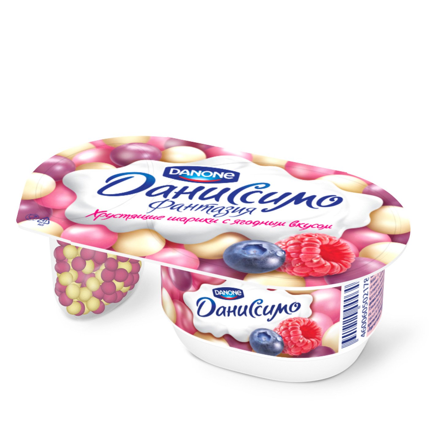 Йогурт Даниссимо Фантазия 6.9% Хруст шарики ягодный вкус 105г