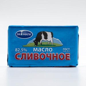 Масло Экомилк Сливочное несоленое высший сорт ГОСТ 82.5% фольга 180г Коровка